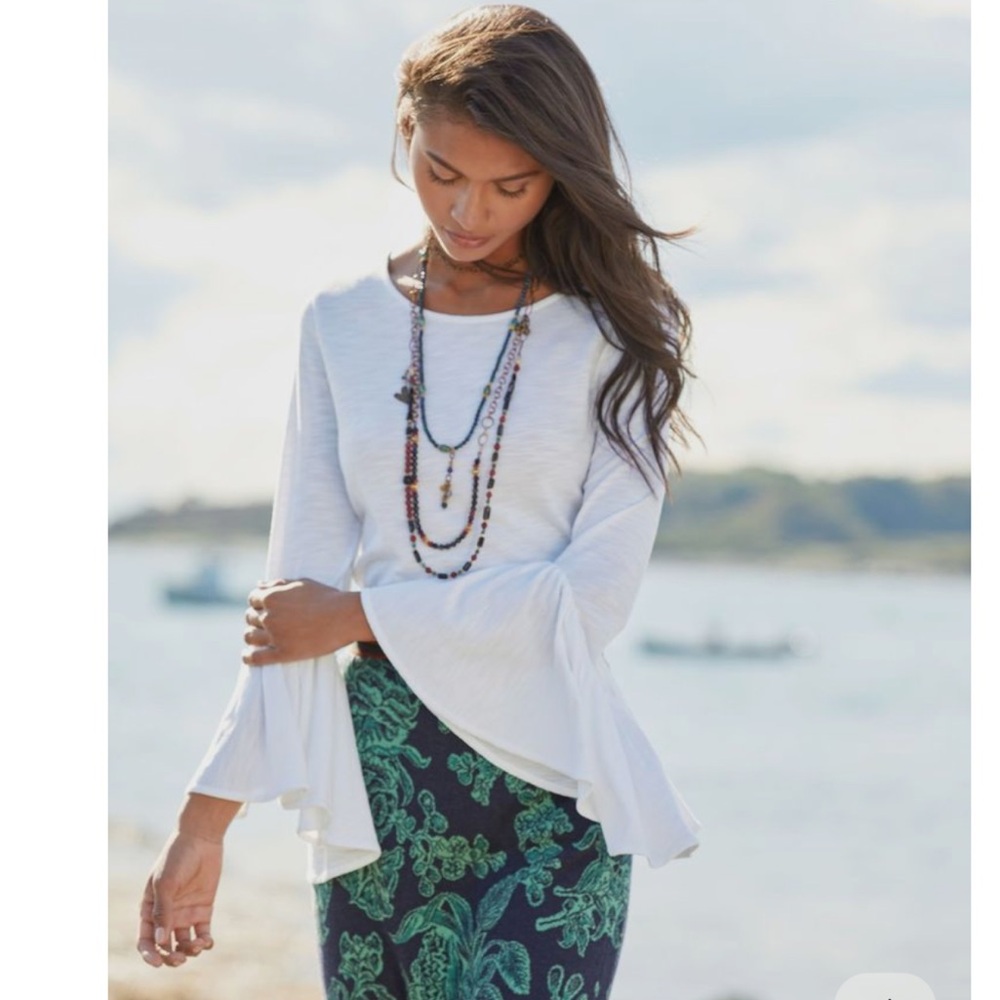 Peruvian Connection White Amadeus Top - Size Medium Retail $89 New NWT